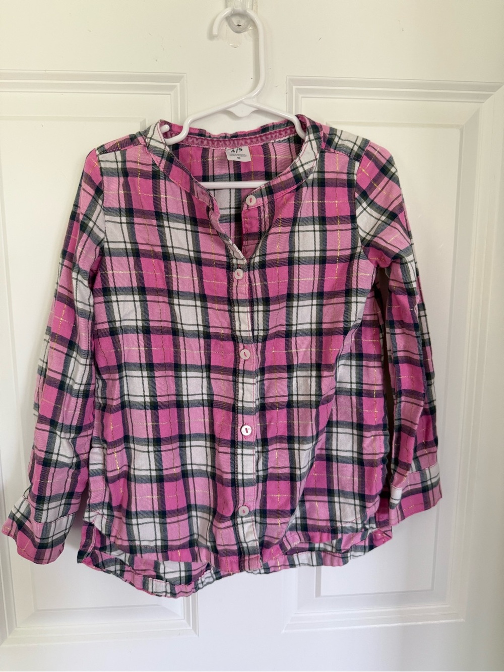 Carter's Pink Plaid Long-Sleeve Shirt w/ Metallic Thread - Size Toddler 4/5